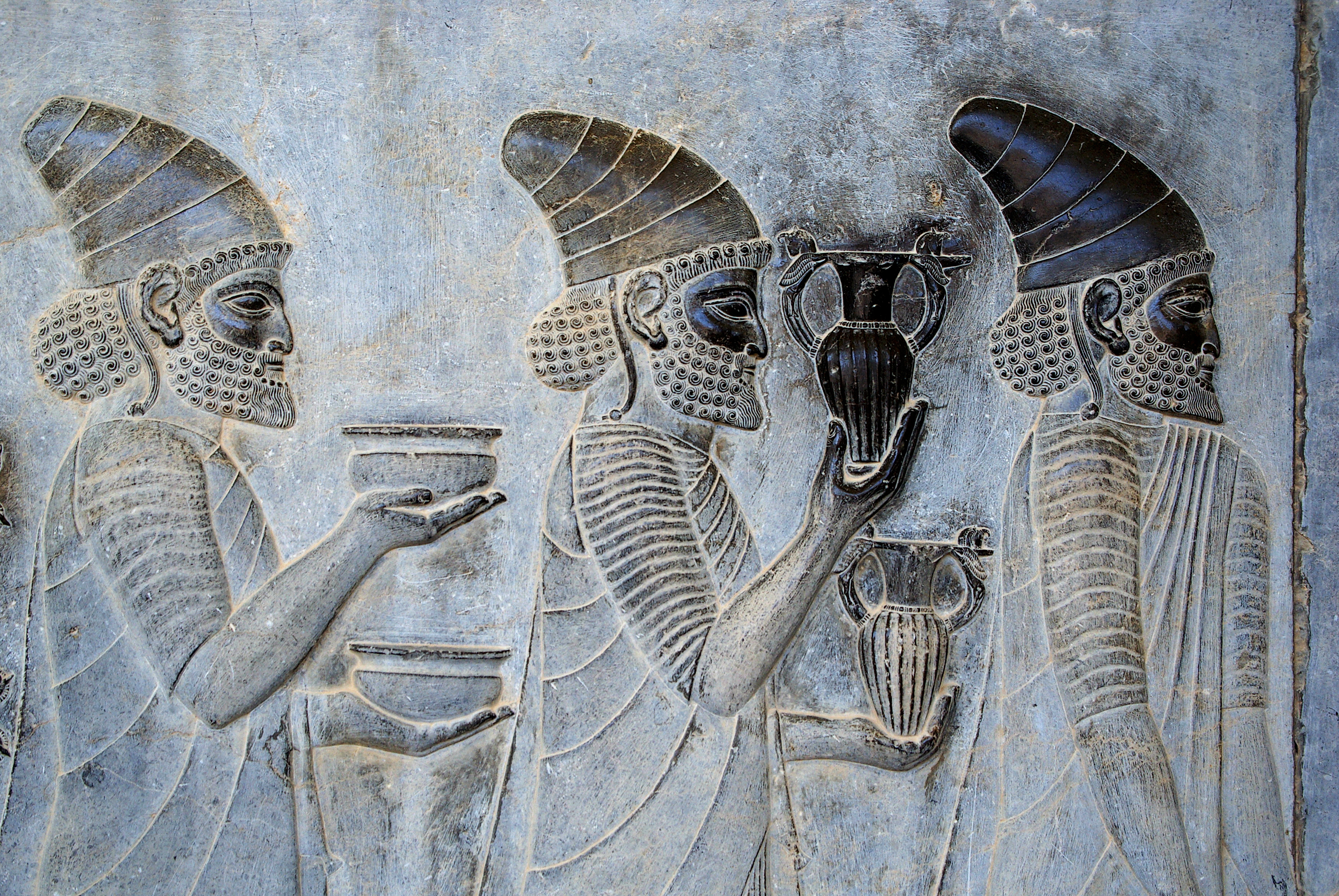 Achaemenid tribute-bearers relief on the Apadana staircase at Persepolis